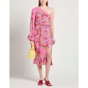 Hemant and Nandita Fiora Floral Print One Sleeve Midi Dress Size Small